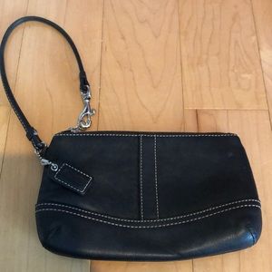Coach brand black leather wristlet